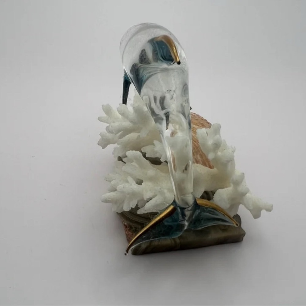 Elegant Glass Dolphin Figurine with Gold Accents - Picture 6 of 9